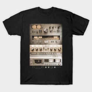 Setup Vintage Audio HiFi Sound System Mixed Media Collage T-Shirt